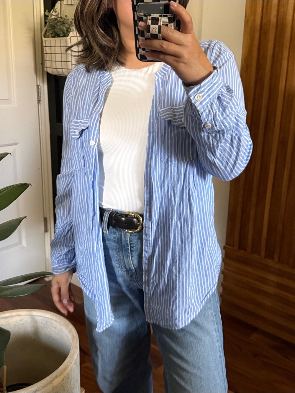 Joie Kalanchoe 100% Cotton Striped Poplin Blouse Shirt Top Size M